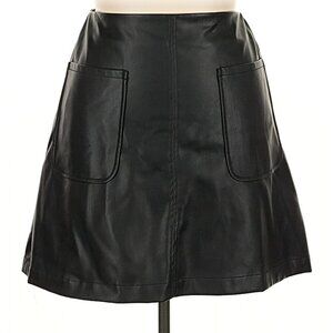 Maeve by Anthropologie Faux Leather A-Line Skirt with Patch Pockets